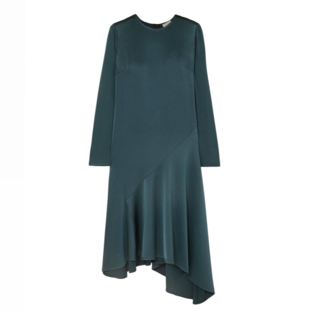 Blue Satin Midi Dress - size 8